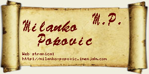 Milanko Popović vizit kartica